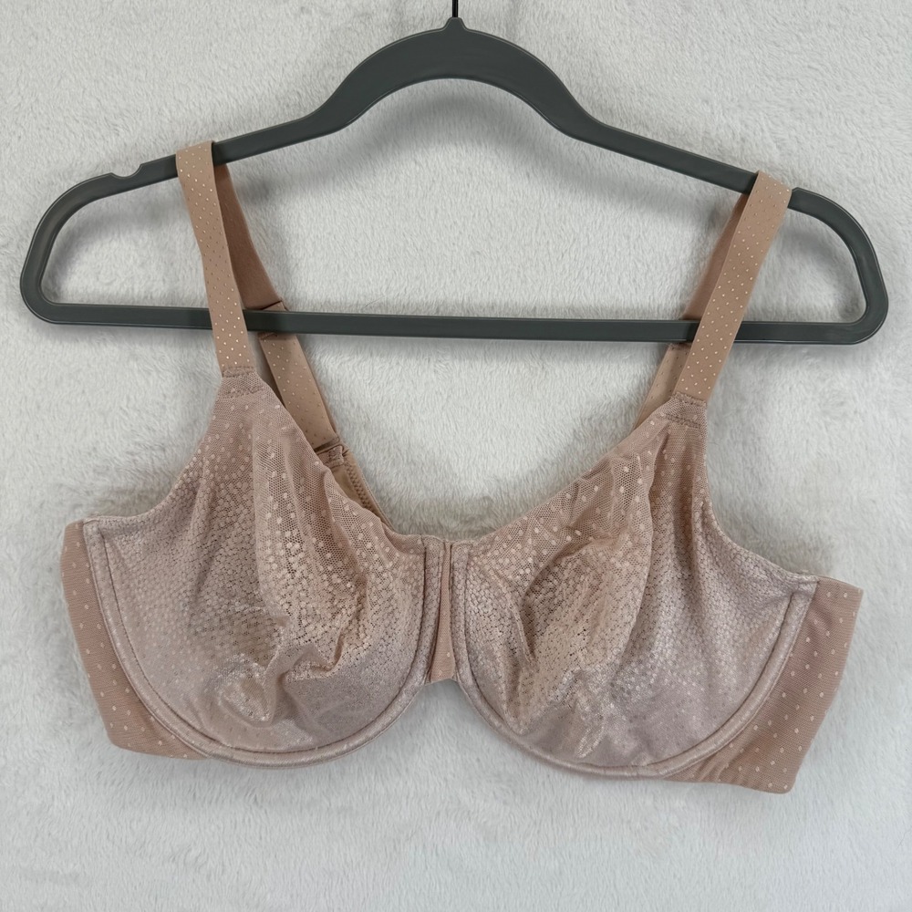 Wacoal Bra 40DD Beige Dot Full Coverage Underwire Adjustable Comfortable